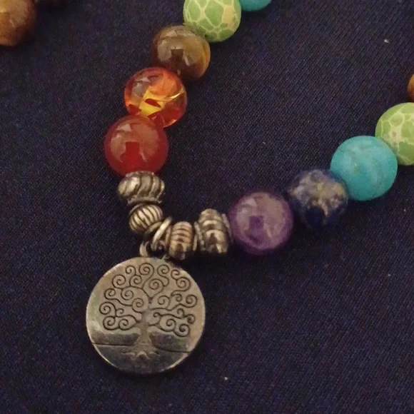 Tiger Eye and Mala Bead Necklace - Picture 2 of 3